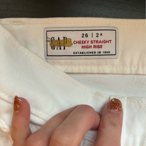 Gap Cheeky Straight High Rise White Jeans 2 26 - Picture 7 of 8